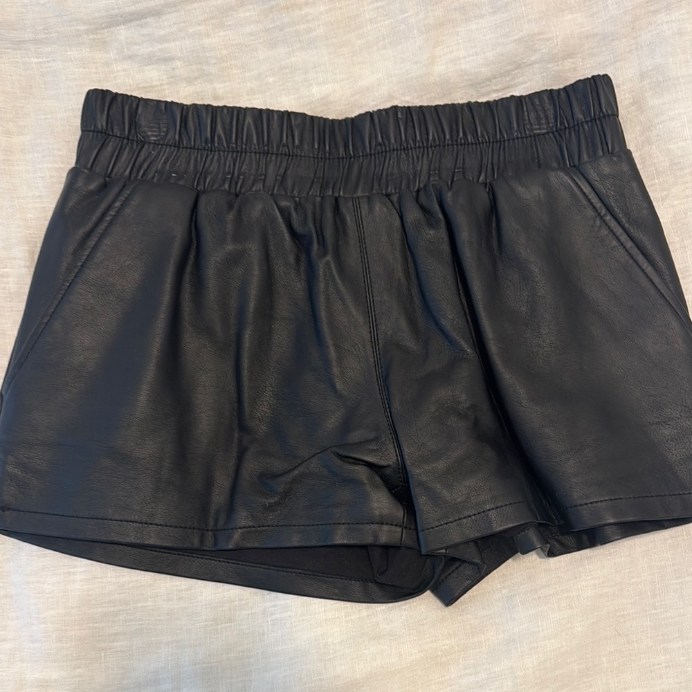 RACHEL Rachel Roy Black High Waist Leather Shorts